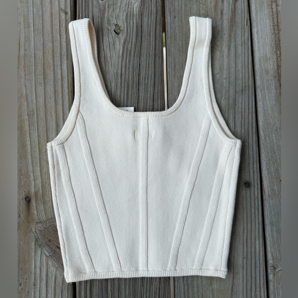 Aerie Cream Ribbed Knit Top - Picture 3 of 3